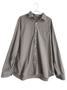 Vineyard Vines Men's Long-Sleeve Green White, Orange Checked Button Shirt, Sz XL